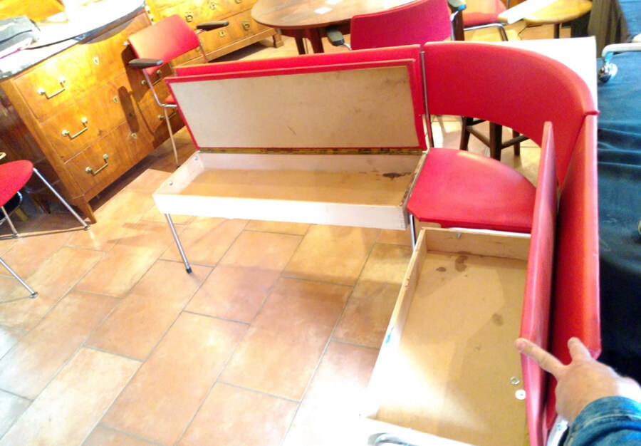 Banc d'angle modulable, Bois et sky rouge - vue 3