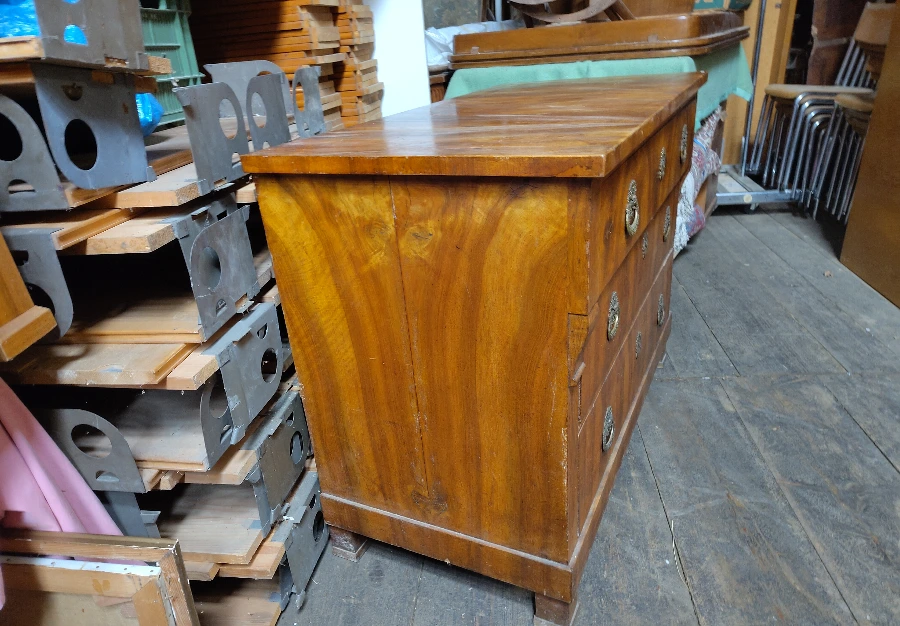Commode Empire en Noyer Plaqué, Époque Empire - vue 4