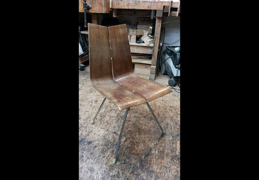 Restauration chaise Hans Bellmann à piètement chromé - vue 1