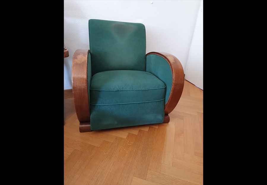 Paire de fauteuils club, En noyer - vue 5