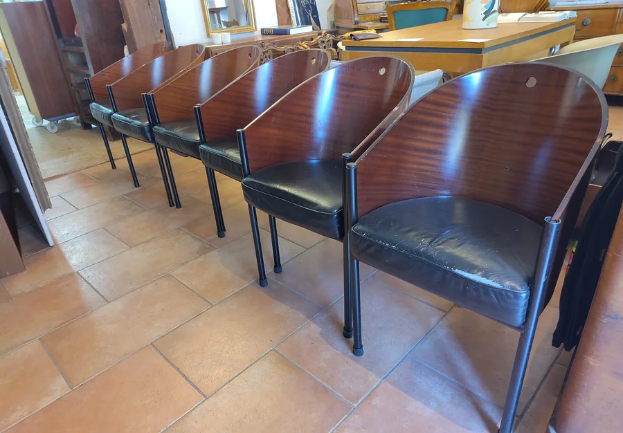 Série de 6 fauteuils Costes en acajou, Philippe Starck - vue 3
