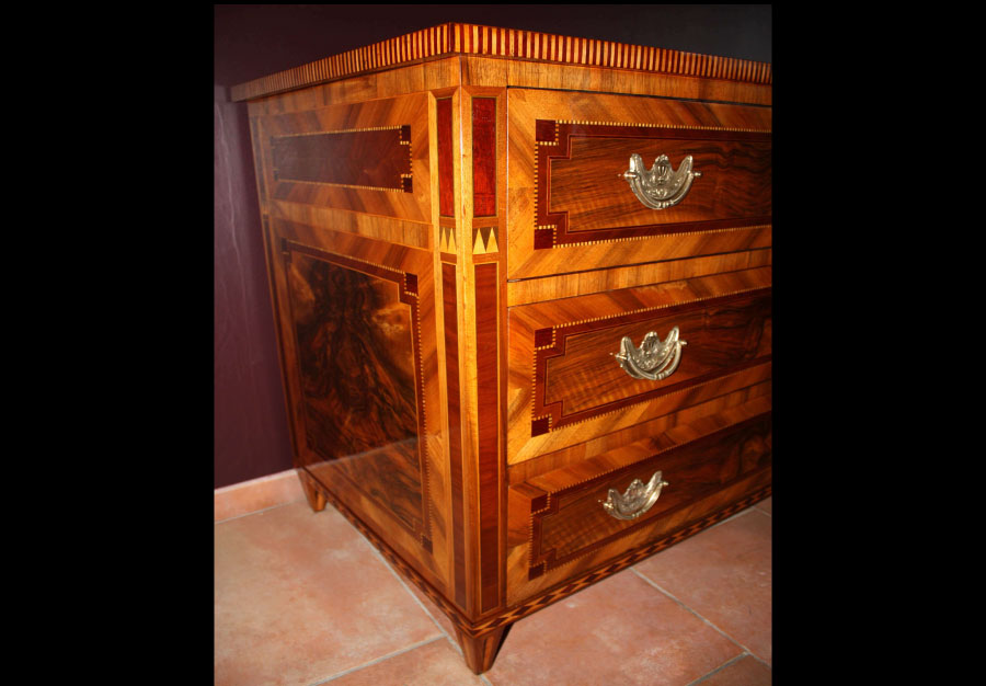 Commode marquetée, Louis XVI - vue 8