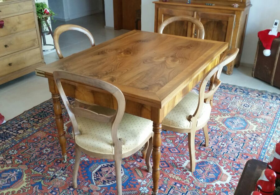 Table porte-feuille en noyer - au péché du mobilier